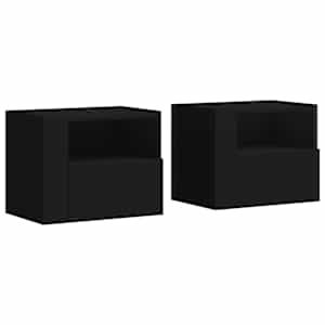 Nástěnné noční stolky 2 ks černé 45 x 30 x 35 cm - obrázek 2