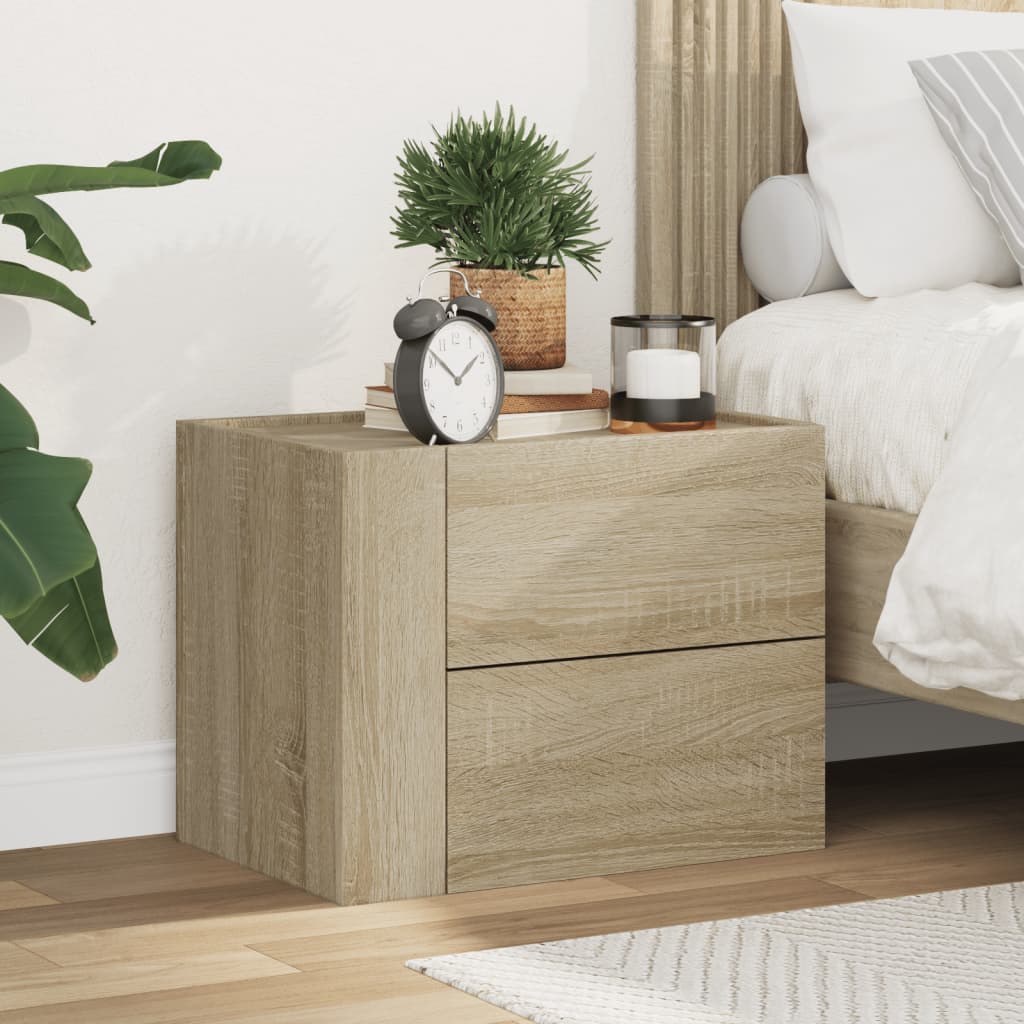 vidaXL Nachtkastje wandgemonteerd 45x30x35 cm sonoma eikenkleurig afbeelding