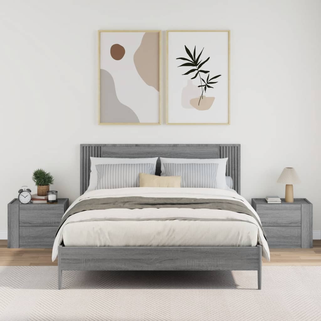 vidaXL Nachtkastjes 2 st wandgemonteerd 45x30x35 cm grijs sonoma eiken afbeelding