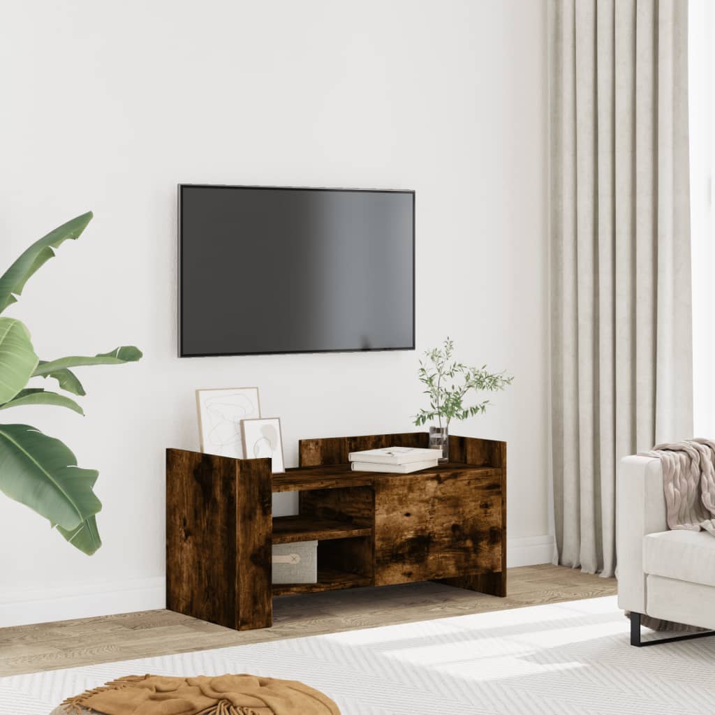vidaXL Comodă TV, stejar fumuriu, 80x35x40 cm, lemn prelucrat