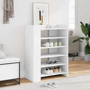 Omarica za čevlje bela 74,5x37,5x100 cm inženirski les