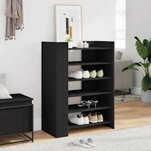 Omarica za čevlje črna 74,5x37,5x100 cm inženirski les