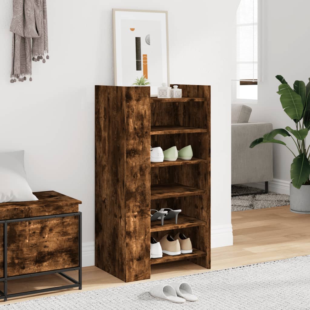 vidaXL Schoenenkast 52x37,5x100 cm bewerkt hout gerookt eikenkleurig afbeelding