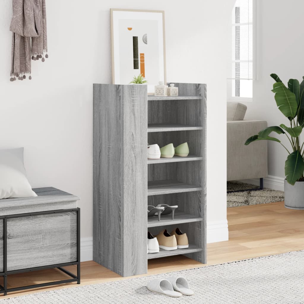 vidaXL Schoenenkast 52x37,5x100 cm bewerkt hout grijs sonoma eiken afbeelding