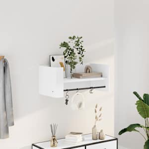 Stenska polica bela 70,5x35x30,5 cm inženirski les