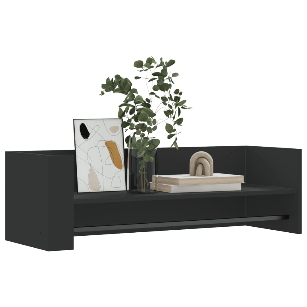 vidaXL Seinähylly musta 100x35x30,5 cm tekninen puu