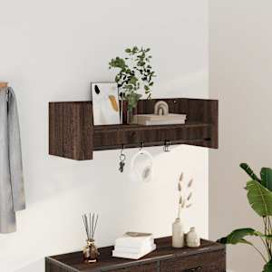 Stenska polica rjav hrast 100x35x30,5 cm inženirski les