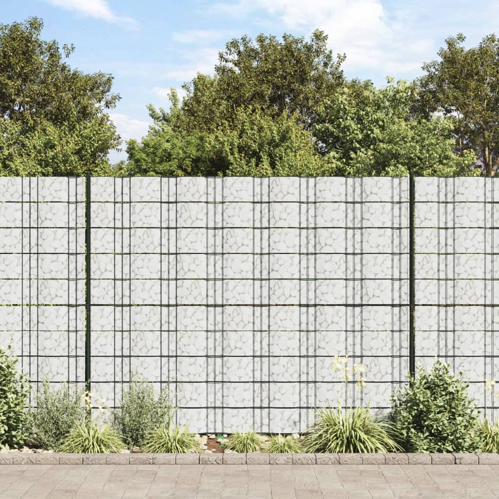 vidaXL Paravane grădină aspect pietriș marmură 2 buc. gri 35x0,19m PVC