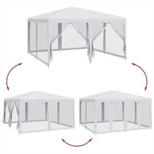 Party stan s 8 síťovanými bočnicemi bílý 4 x 4 m HDPE - obrázek 6