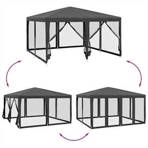 Party stan s 8 síťovanými bočnicemi antracitový 4 x 4 m HDPE - obrázek 6