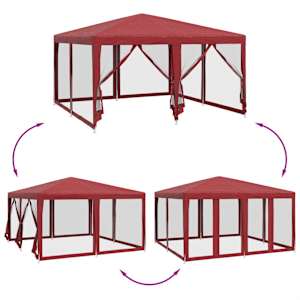 Party stan s 8 síťovanými bočnicemi červený 4 x 4 m HDPE - obrázek 6