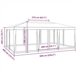 Party stan s 10 síťovanými bočnicemi bílý 6 x 4 m HDPE - obrázek 8