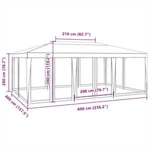Party stan s 12 síťovanými bočnicemi modrý 6 x 4 m HDPE - obrázek 8
