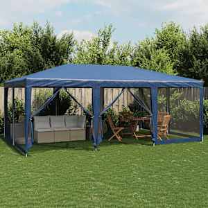 Party stan s 12 síťovanými bočnicemi modrý 6 x 4 m HDPE - obrázek 1