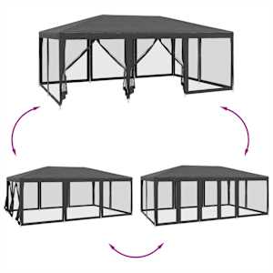 Party stan s 10 síťovanými bočnicemi antracitový 6 x 4 m HDPE - obrázek 6