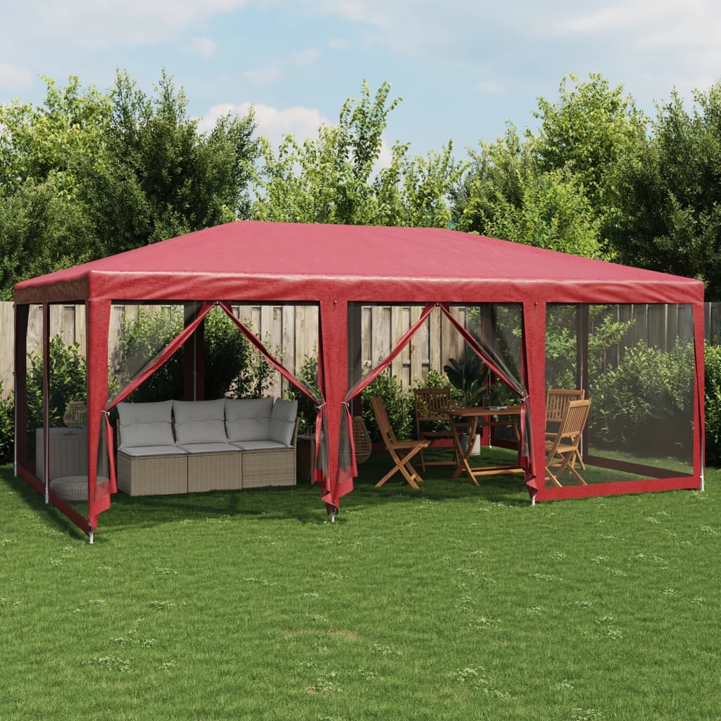 vidaXL Partyzelt mit 10 Mesh-Seitenteilen Rot 6x4 m HDPE