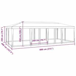 Party stan s 12 síťovanými bočnicemi bílý 8 x 4 m HDPE - obrázek 8