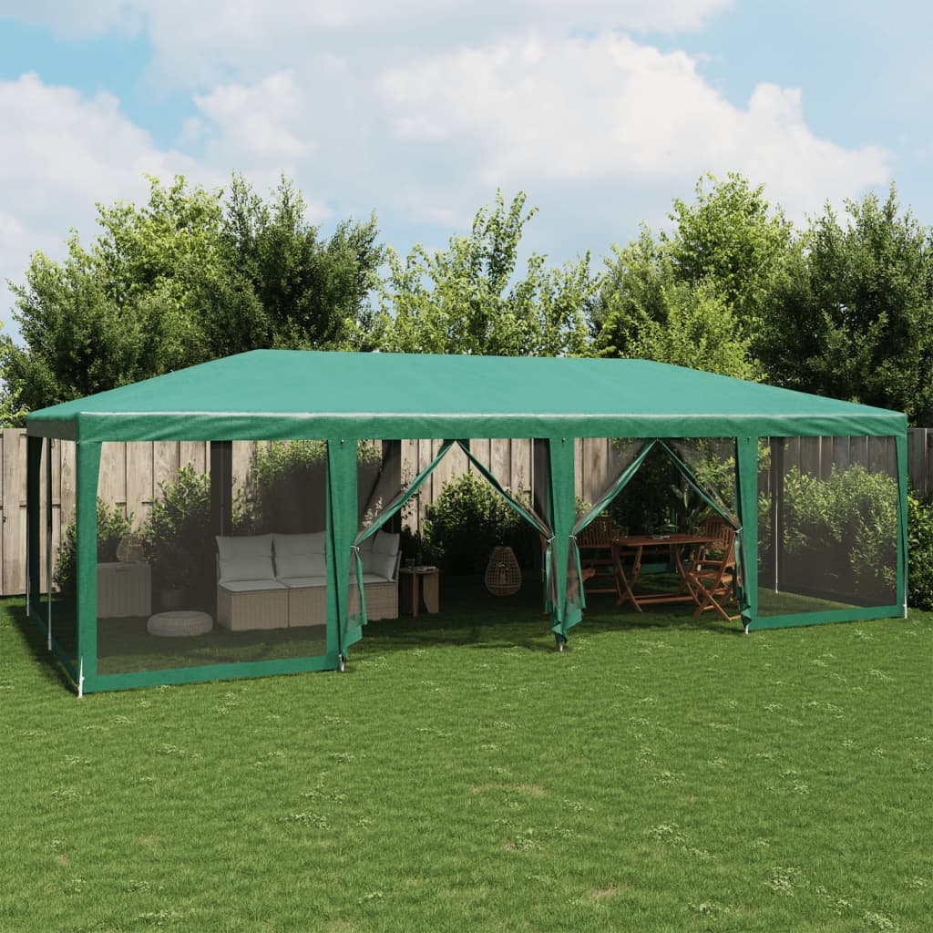 vidaXL Cort de petrecere cu 12 pereți din plasă, verde, 8x4 m, HDPE