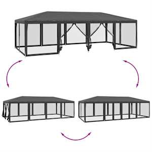 Party stan s 12 síťovanými bočnicemi antracitový 8 x 4 m HDPE - obrázek 6