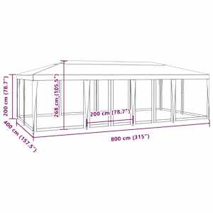 Party stan s 12 síťovanými bočnicemi antracitový 8 x 4 m HDPE - obrázek 8