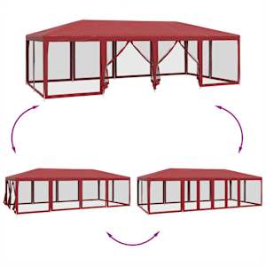 Party stan s 12 síťovanými bočnicemi červený 8 x 4 m HDPE - obrázek 6