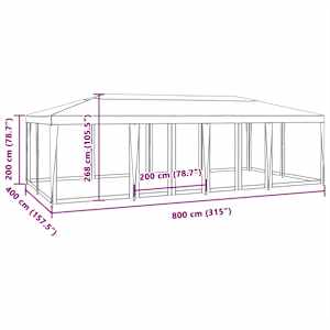 Party stan s 12 síťovanými bočnicemi červený 8 x 4 m HDPE - obrázek 8