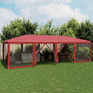 Party stan s 12 síťovanými bočnicemi červený 8 x 4 m HDPE - obrázek 1
