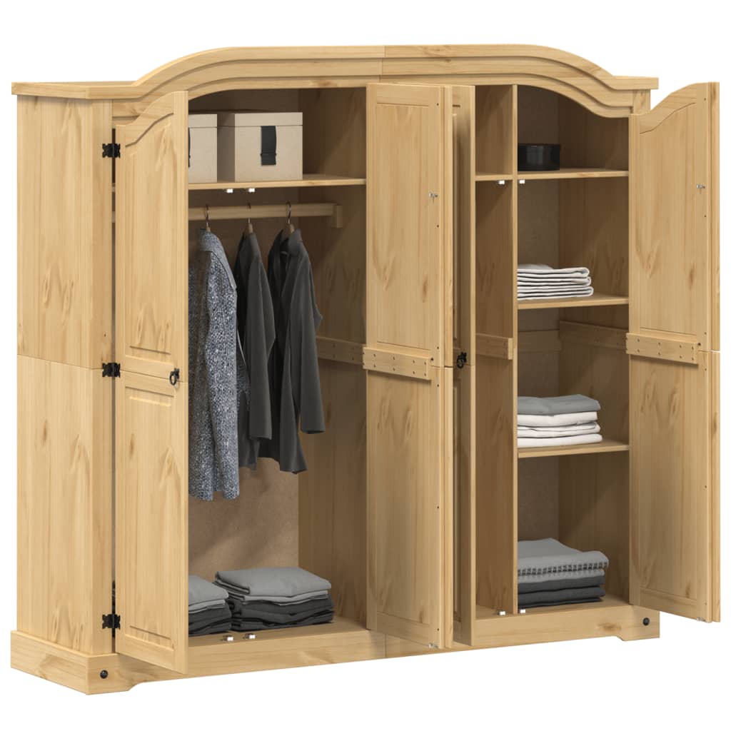 vidaXL Kledingkast Corona 194x52x186 cm massief grenenhout afbeelding