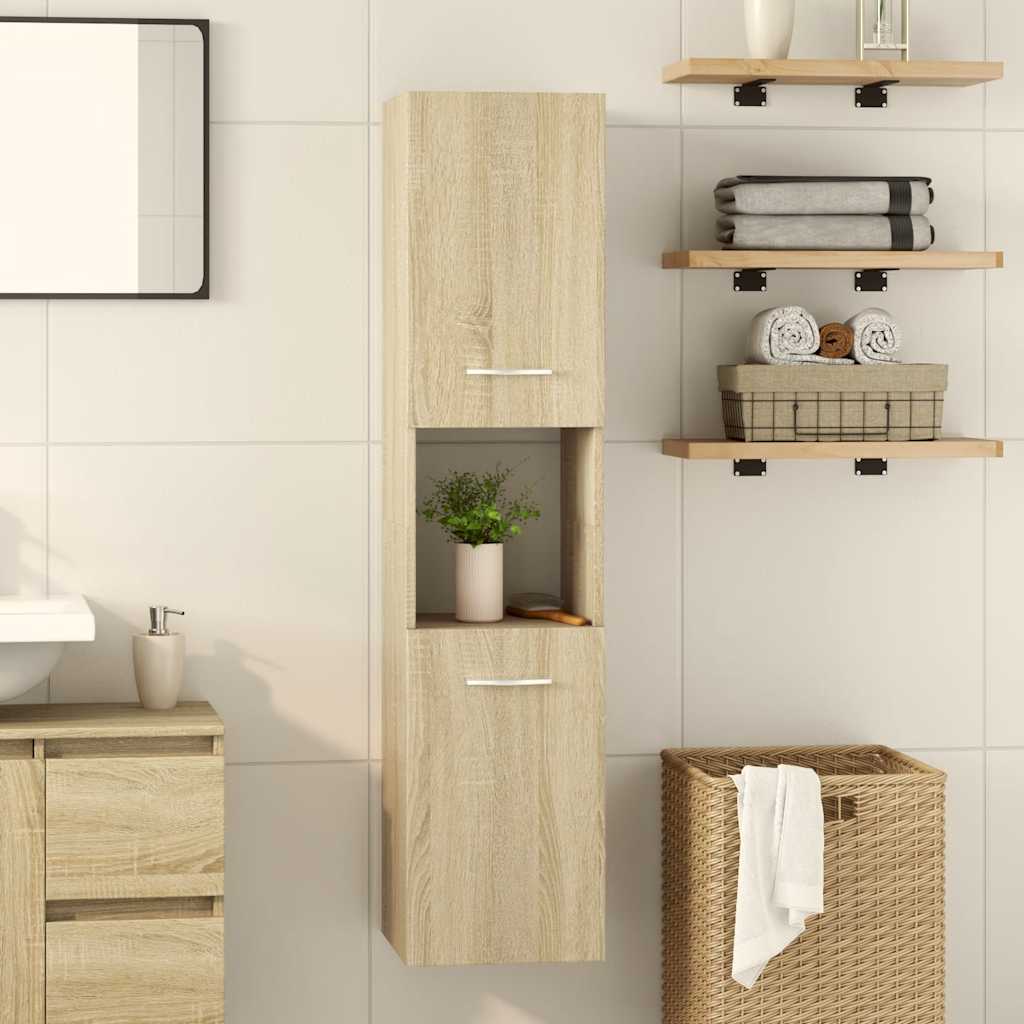 Image of Mobile da Bagno Rovere Sonoma 30x30x130 cm in Legno Multistrato 849635