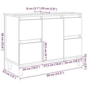 Skříňka pod umyvadlo dub sonoma 80x33x60 cm kompozitní dřevo - obrázek 11