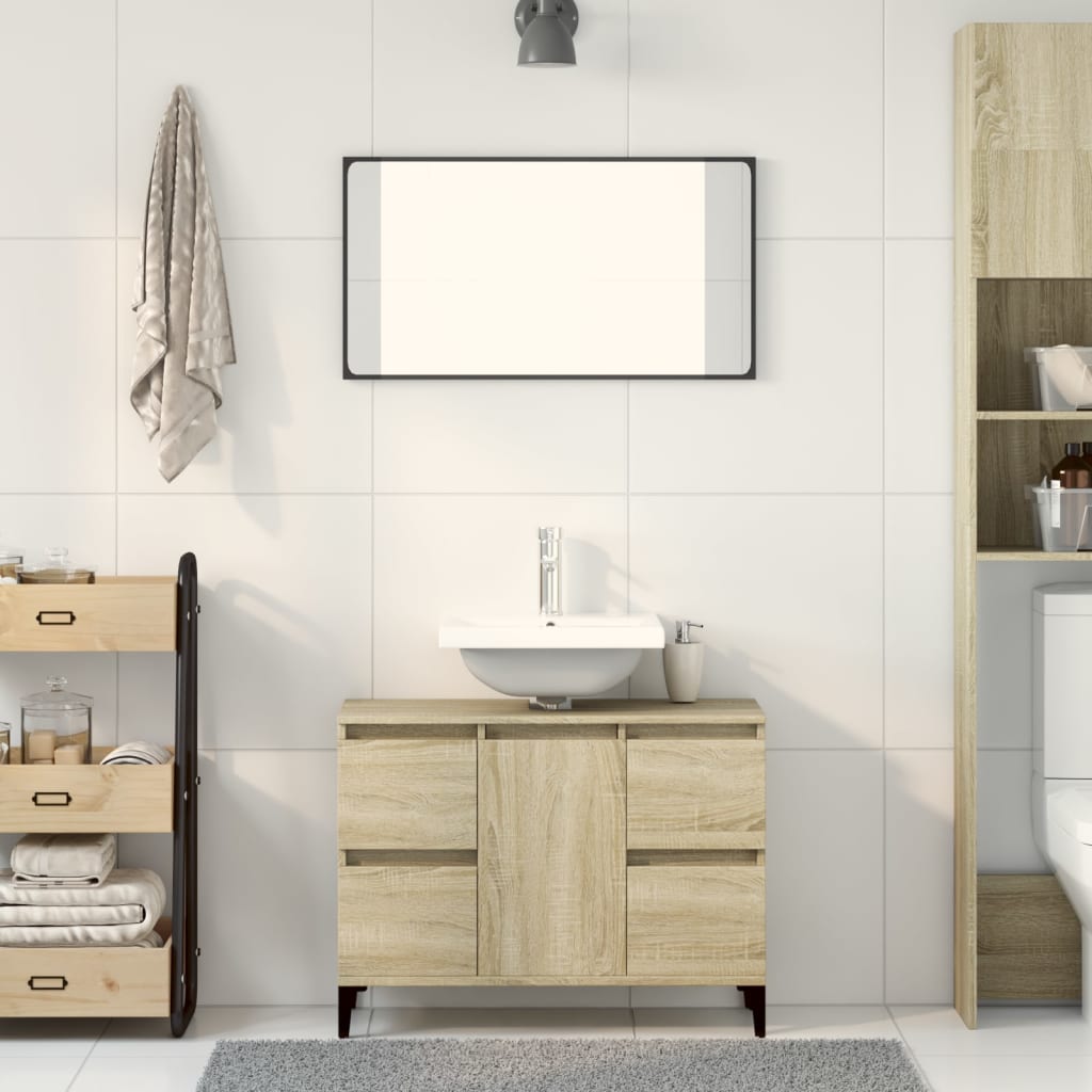 vidaXL Wastafelkast 80x33x60 cm bewerkt hout sonoma eikenkleurig afbeelding