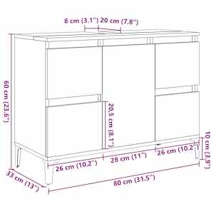 Skříňka pod umyvadlo dub sonoma 80x33x60 cm kompozitní dřevo - obrázek 11