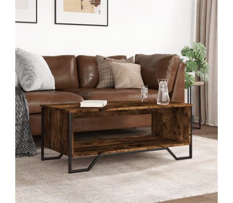 vidaXL Table basse ch&ecirc;ne fum&eacute; 100x51x40 cm bois d'ing&eacute;nierie