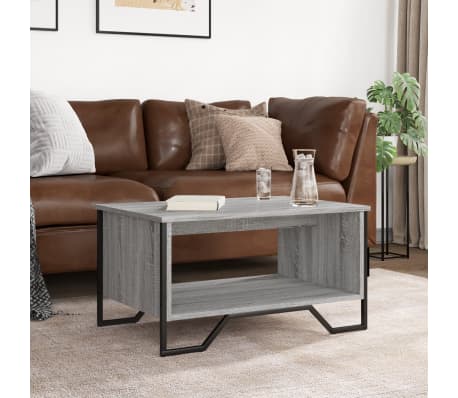vidaXL Table basse sonoma gris 75x51x40 cm bois d'ing&eacute;nierie