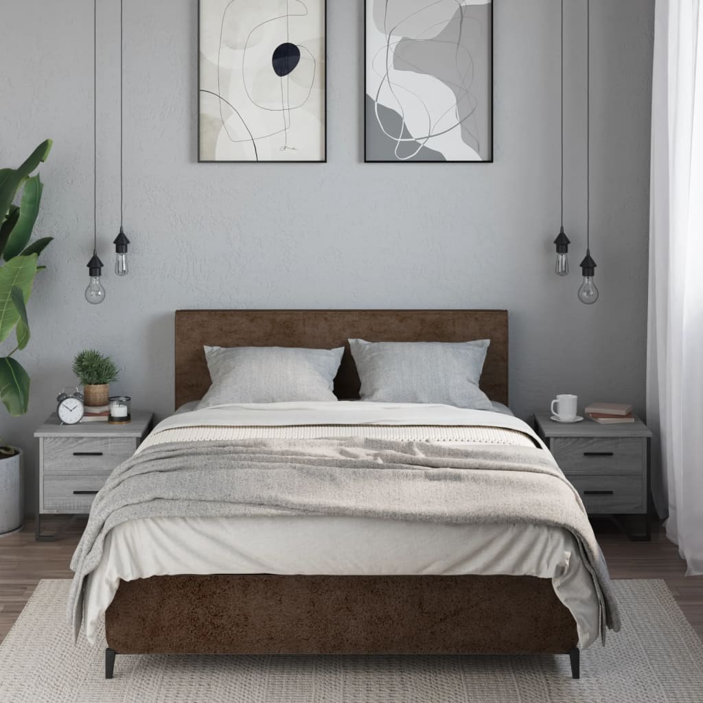 vidaXL Nachtkastjes 2 st 40x41x40 cm bewerkt hout grijs sonoma eiken afbeelding