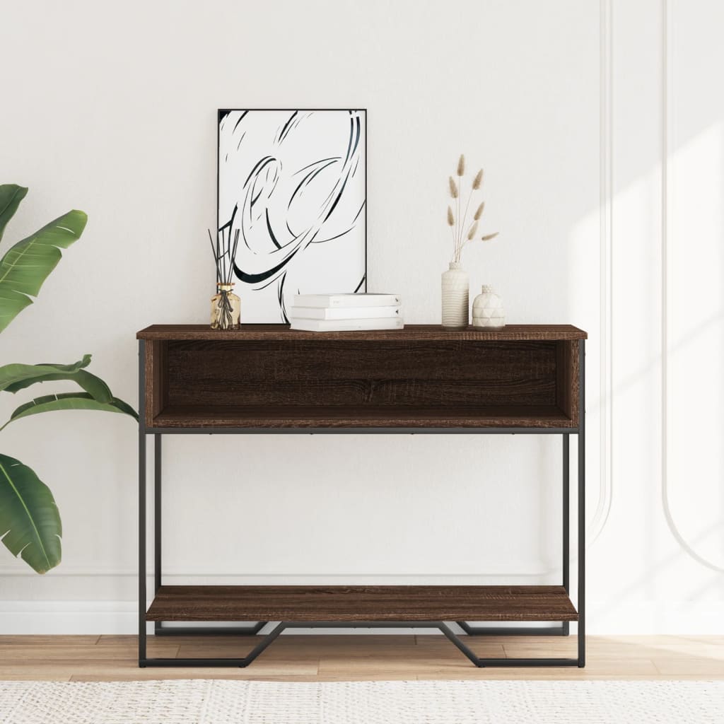 vidaXL Măsuță consolă, stejar maro, 100x35x74,5 cm, lemn prelucrat