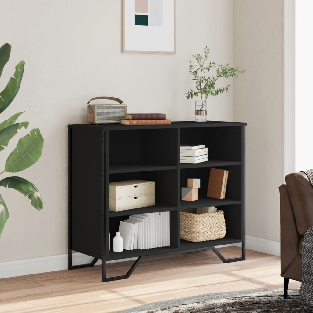 vidaXL Dressoir 91x35,5x74,5 cm bewerkt hout zwart afbeelding