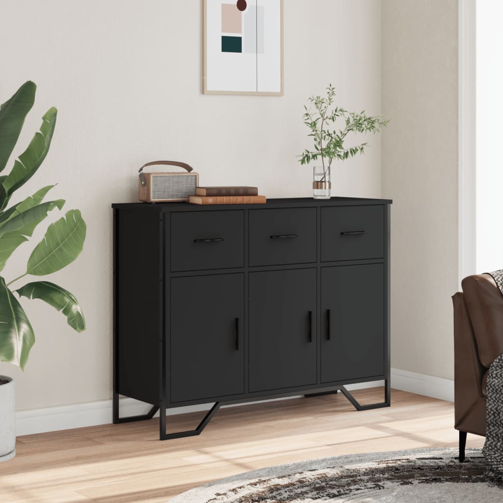 Thumbnail - vidaXL Sideboard Schwarz 97x32,5x74,5 cm Holzwerkstoff