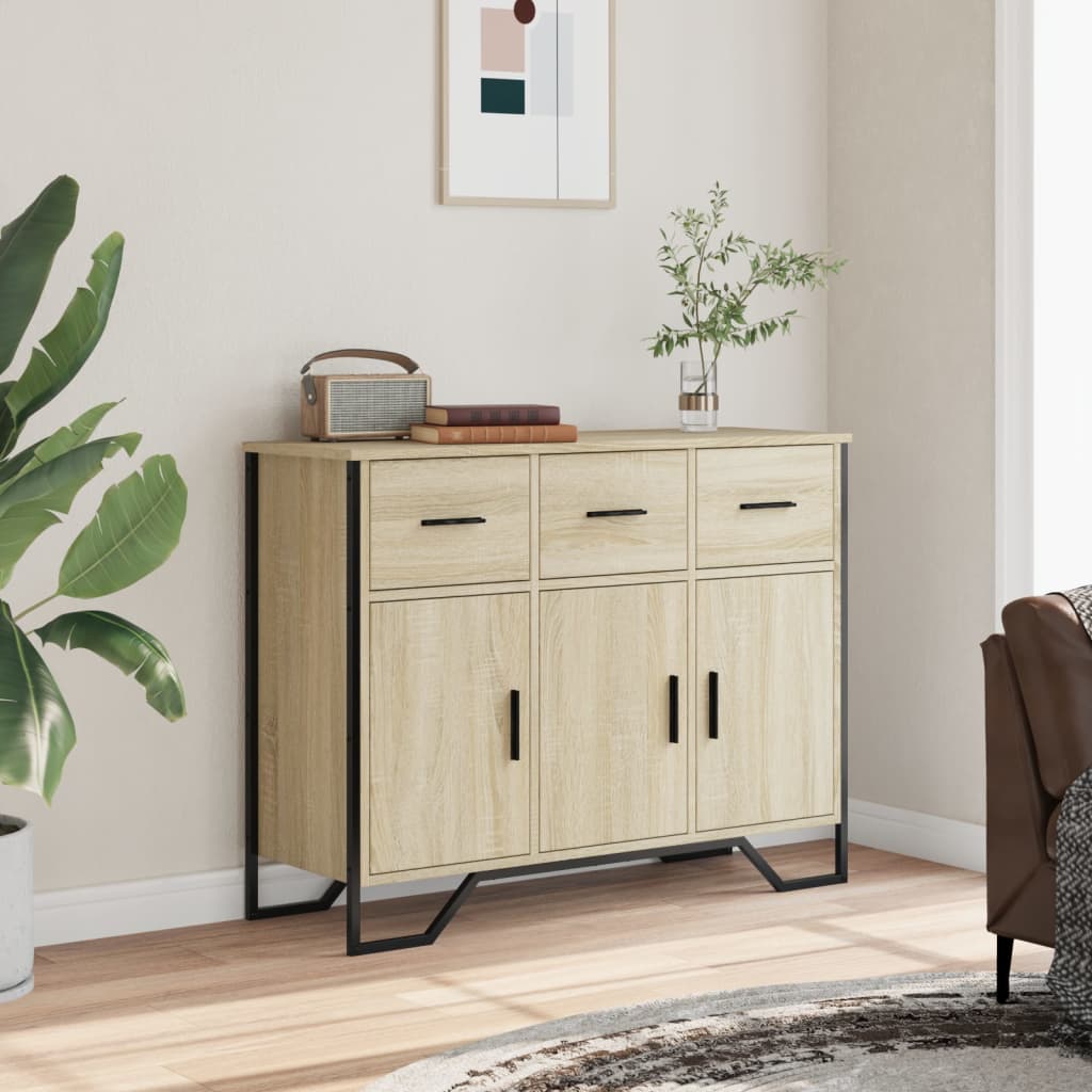 vidaXL Dressoir 97x32,5x74,5 cm bewerkt hout sonoma eikenkleurig afbeelding