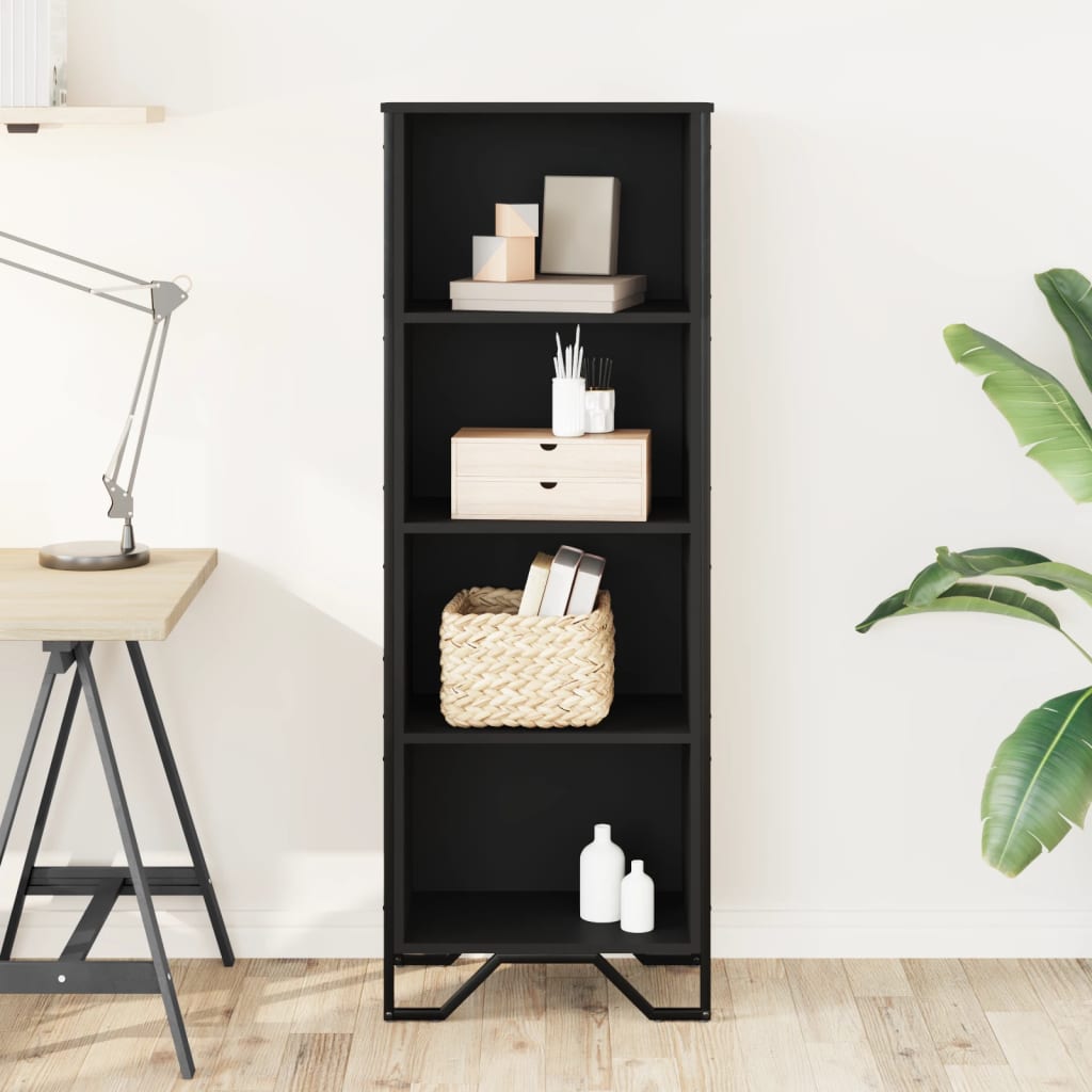 vidaXL Bibliotecă, negru, 50x31x137,5 cm, lemn prelucrat
