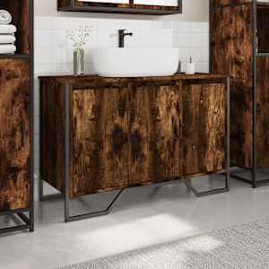 vidaXL Armoire lavabo de salle de bain ch&ecirc;ne fum&eacute; 91x35x60 cm