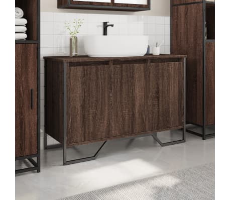vidaXL Wastafelkast 91x35x60 cm bewerkt hout bruin eikenkleurig