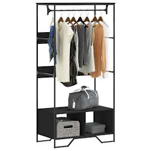 Garderobna omara črna 90x50x180 cm inženirski les