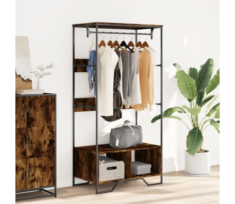 vidaXL Fatask&aacute;pur Reykt&oacute;na Eikarlitur 90x50x180 cm Samsettur Vi&eth;ur