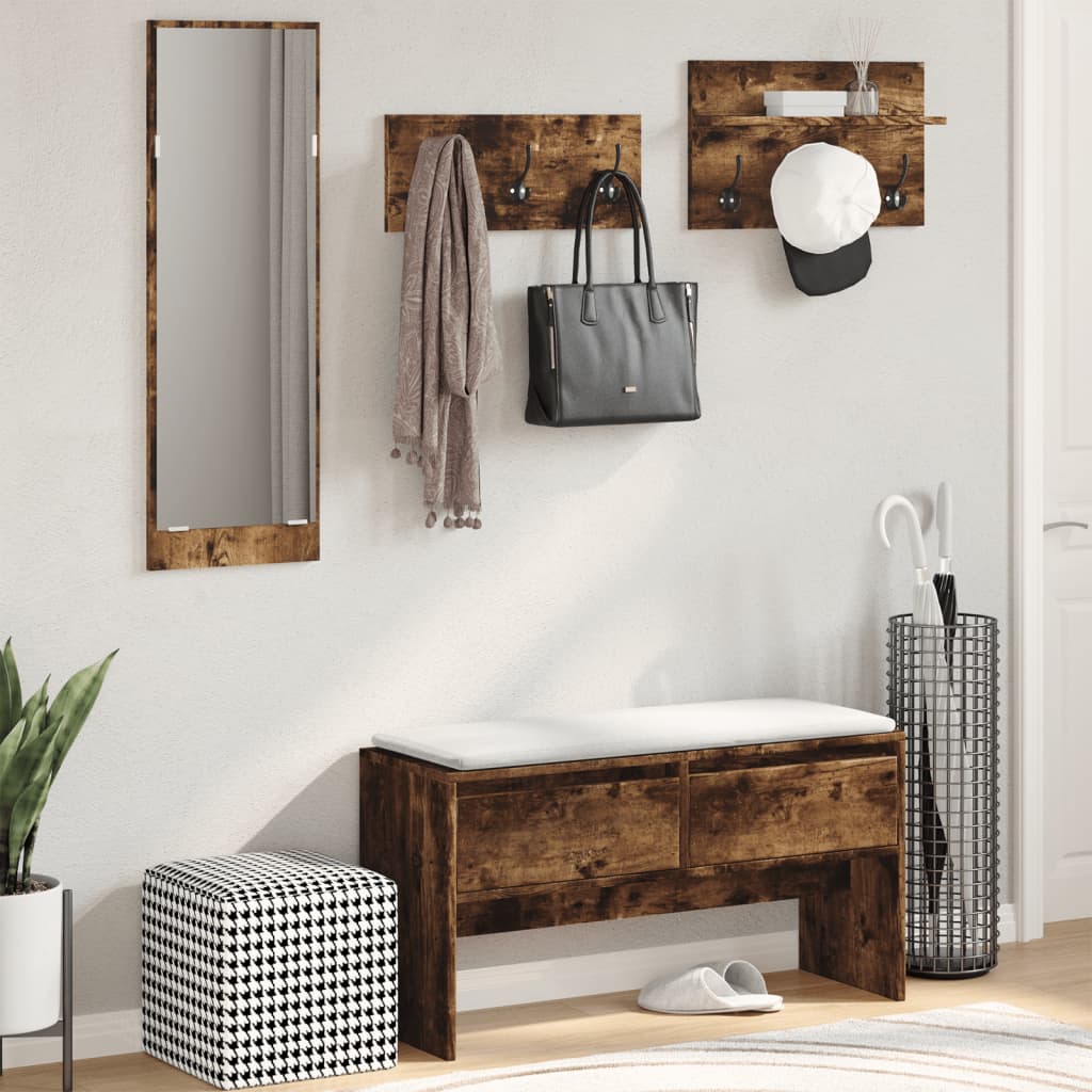 vidaXL 4-delige Garderobe set bewerkt hout gerookt eikenkleurig afbeelding