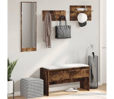 vidaXL 4 Piece Hallway Furniture Set Smoked Oak Engineered Wood