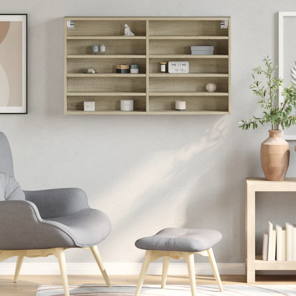 vidaXL Vitrinekast 100x15x58 cm bewerkt hout sonoma eikenkleurig afbeelding