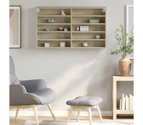 vidaXL Vitrinekast 100x15x58 cm bewerkt hout sonoma eikenkleurig