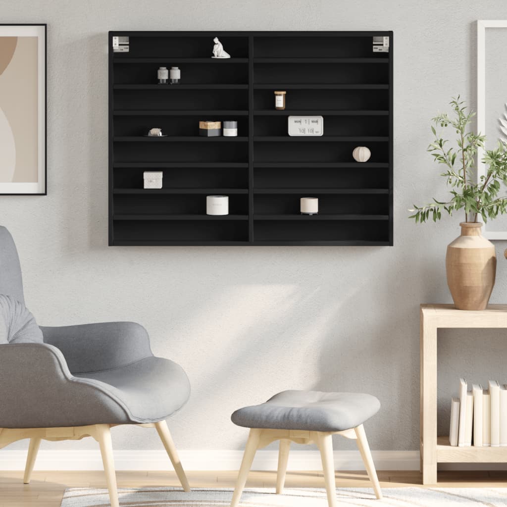 Thumbnail - vidaXL Vitrinenschrank Schwarz 100x8,5x75 cm Holzwerkstoff