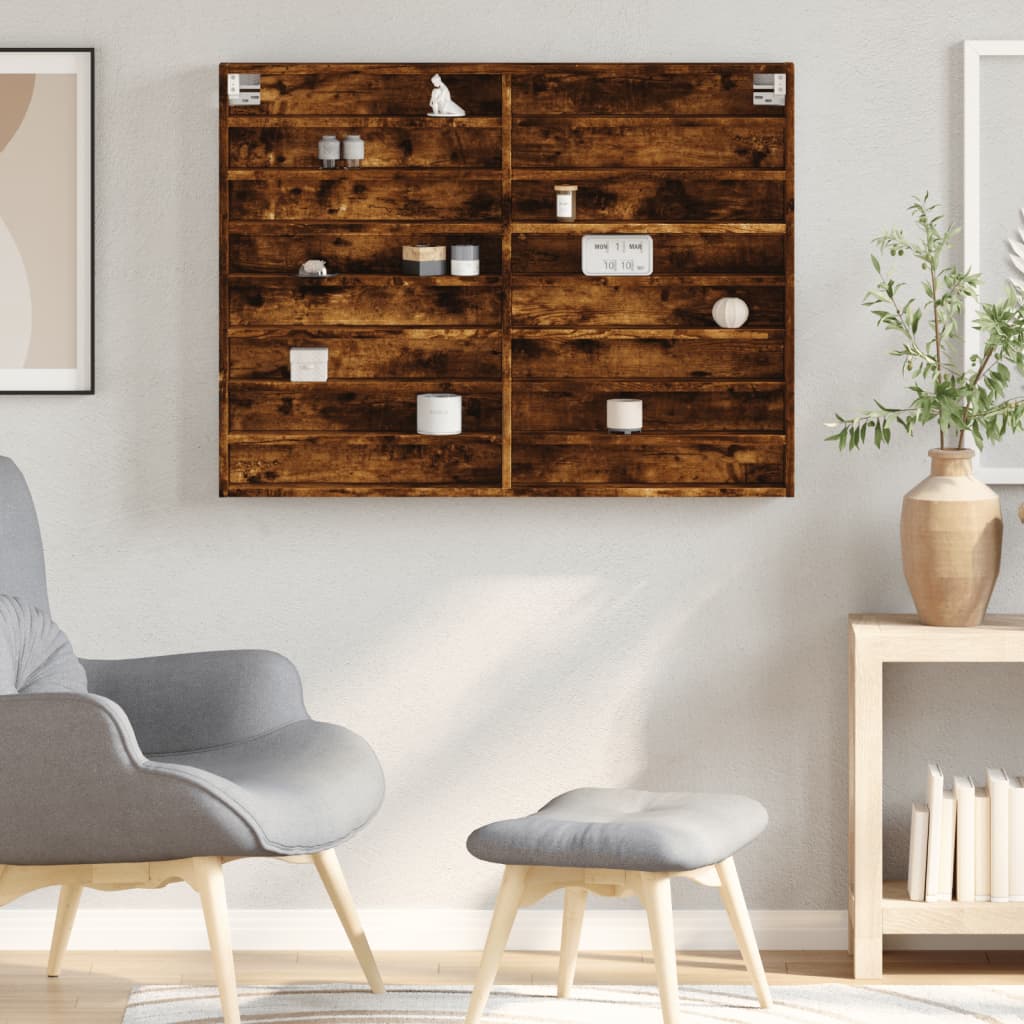 vidaXL Vitriinikaappi savutammi 100x8,5x75 cm tekninen puu
